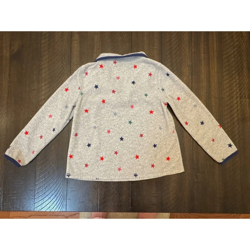 OshKosh Bgosh Toddler Girl 4T Fleece‎ Quarter Zip Pullover Gray Star Print